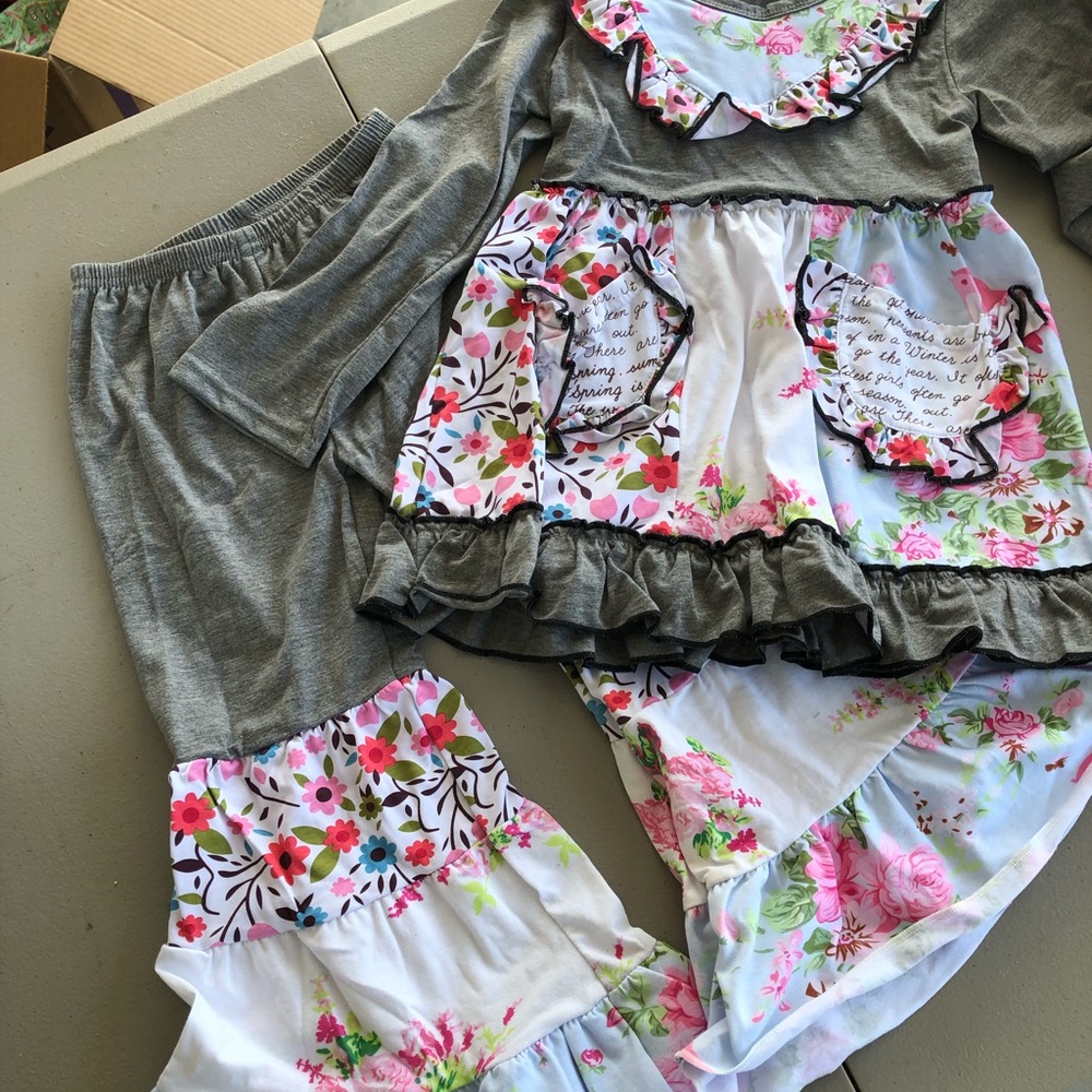 2 piece girls ruffle pants set size 5/6